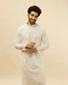 Warm White Floral Chikankari Embroidered Kurta Set image number 0